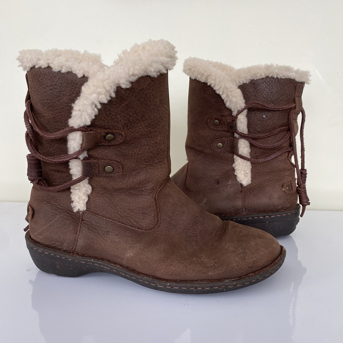 Ugg Boots Size Akadia Brown Shearling Lined Winter Boho Cabincore Classic