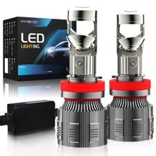 2X H11 Bi-LED Mini Projector Lens Headlight Bulbs Hi/Lo 60000LM Retrofit LHD