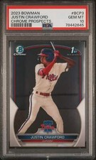 Graded 2023 Bowman Justin Crawford #BCP3 Chrome Prospects Baseball Card PSA 10