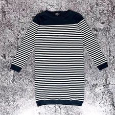 A.P.C. Dress Long Sleeve Dark Blue / White Size - S