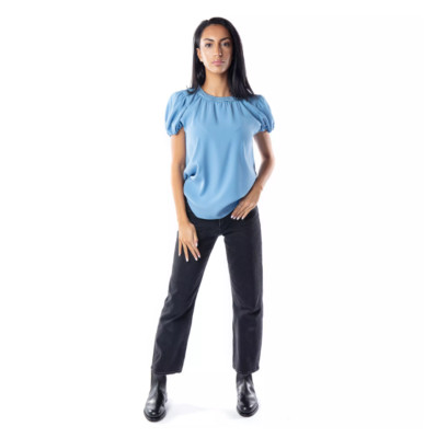 KENZO PARIS Woven Crepe Tee Top Smock Neck Puff Sleeve FARFETCH 34 XS $475