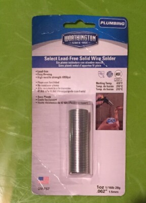 Worthington 1-oz Select Lead-Free Copper Pipe Solder Lot of 5!