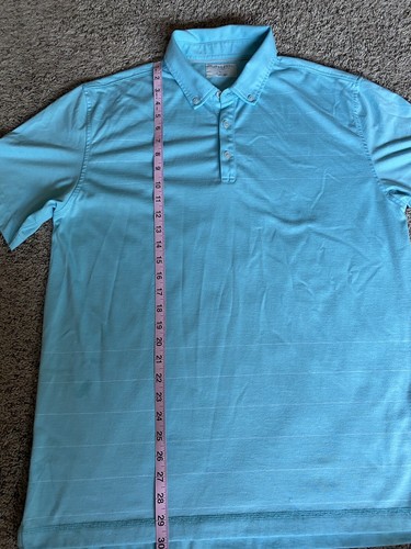 Linksoul Golf Polo Shirt Blue Large Stripes - Picture 5 of 6