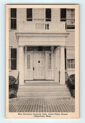 Edgartown Massachusetts Bliss Doorway Capt. Jared Fisher House Postcard G1
