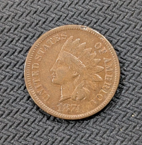 1874 Indian Head Cent Penny XF Rim Ding