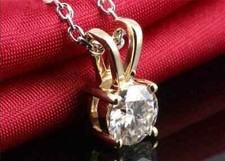 4 Ct Lab Created Moissanite Solitaire Pendant 14K Yellow Gold Finish Free Chain