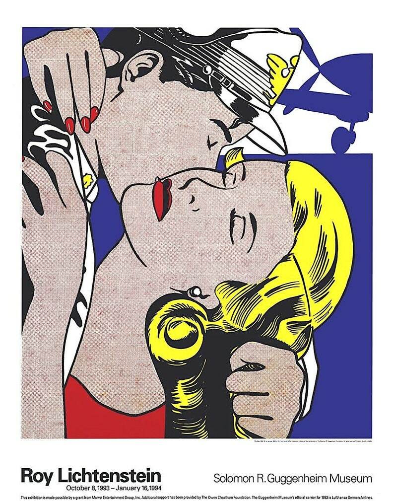 The Kiss by Roy Lichtenstein Rare 1993 Guggenheim Museum Poster