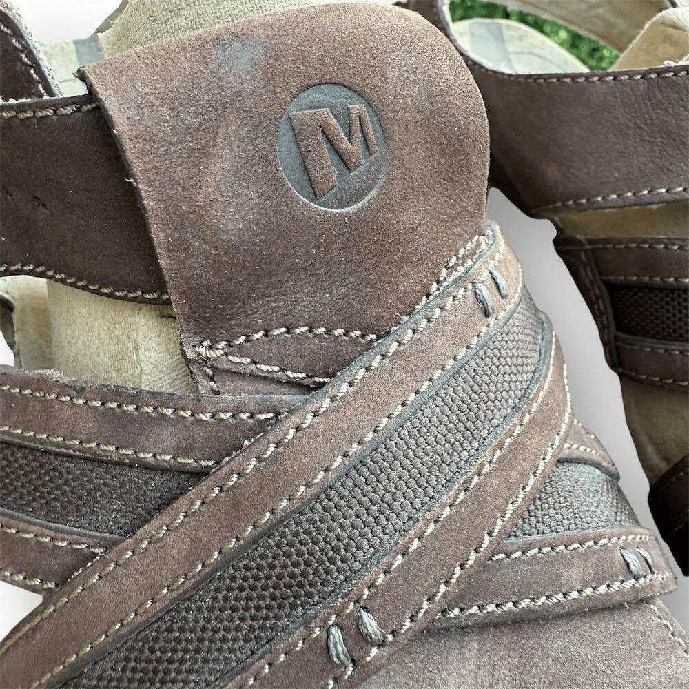 Merrell Sandali Uomo Viaggiatore Pescatore Pelle Marrone Taglia 10 Casual Slip On