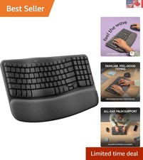 Comfortable Wireless Ergonomic Keyboard with Easy-Switch  Palm Rest - Graphite