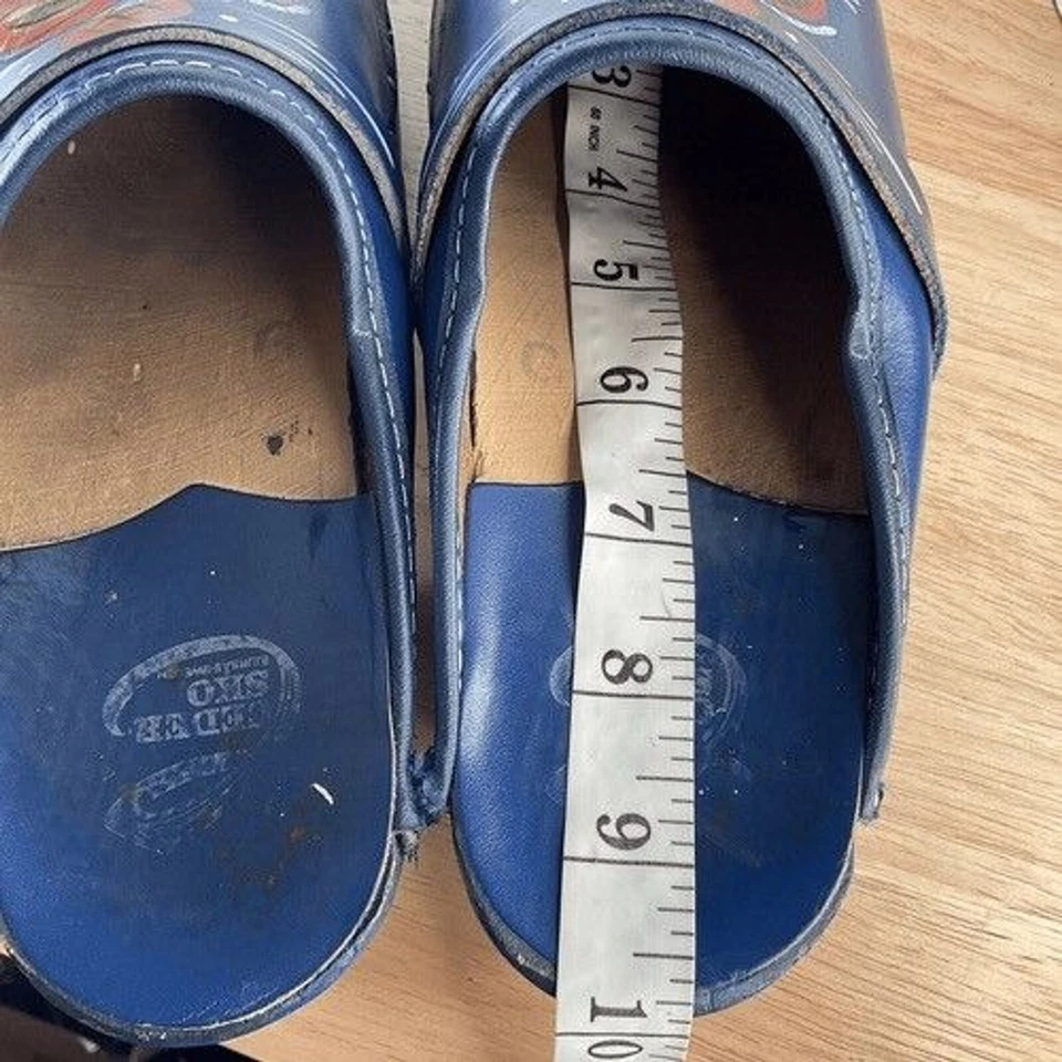 Zuecos de madera hechos a mano de cuero arte floral Ceder SKO de colección para mujer talla 37,5/US7 Foto 4 de 4