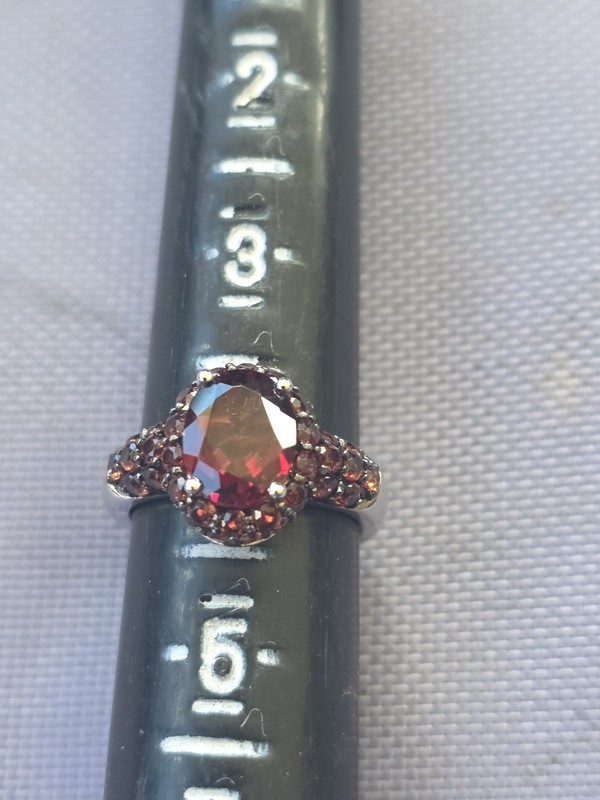 Vintage Garnet Sterling Silver Ring Size 4 In Good Pre Owned Condition 