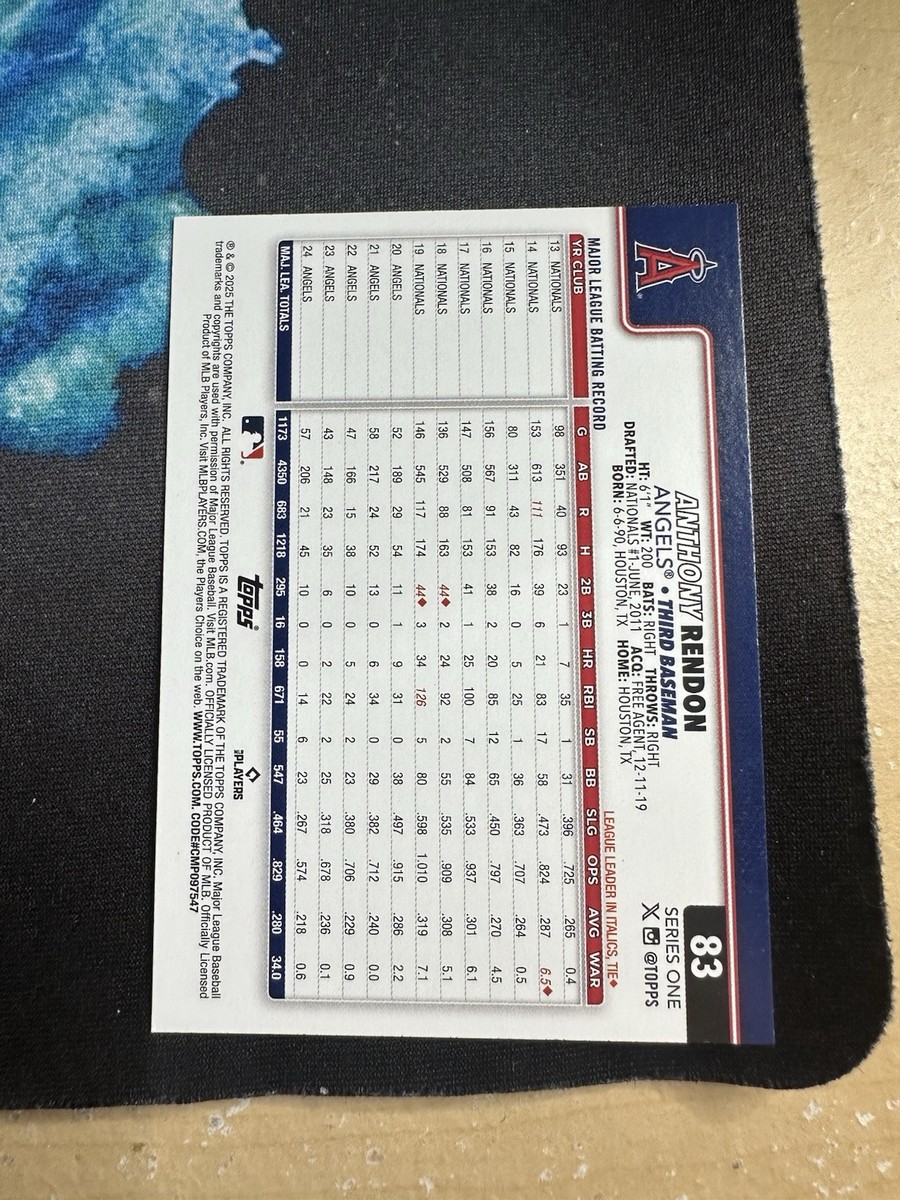 1/1 Topps Anthony rendon Superfractorカード 1/1 Topps Anthony rendon Superfractorカード