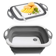 SSKT 3-in-1 Collapsible Cutting Board Multifunctional Kitchen Sink Tub Basin wi