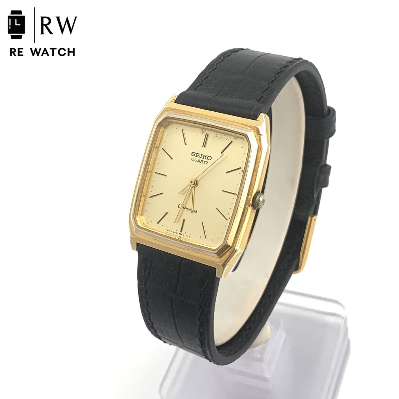 SEIKO Chronos 9021-5130 Quartz Wristwatch Black Gold - Gem