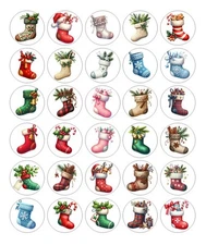 Christmas Stockings Handmade Stickers Scrapbook Journal Planner Envelope Labels