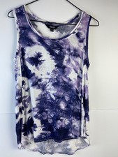 Simply Vera Vera Wang Purple Tie-Die Asymmetrical Hem Tank Top Size XS