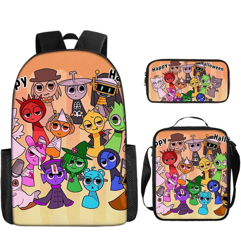 Incredibox Sprunki Backpack Set, School Backpack, Lunch Bag, Pencil Case