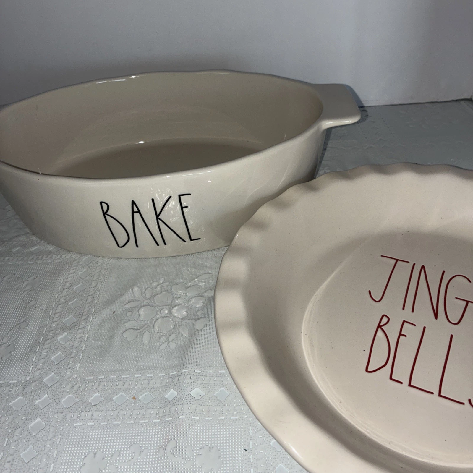 Rae Dunn “BAKE” Artisan Collection By Magenta Baking Dish & Jingle Pie Plate