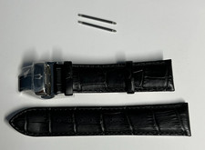 Cinturino orologio nero in vera pelle Bulova OEM NOS 22mm con barre a molla