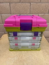 Plano Grab N Go 1373 Green Pink Craft Organizer Case 3 Pull Out