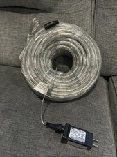 Clear LED Rope Lights 36ft Indoor Outdoor with Power Supply NEW