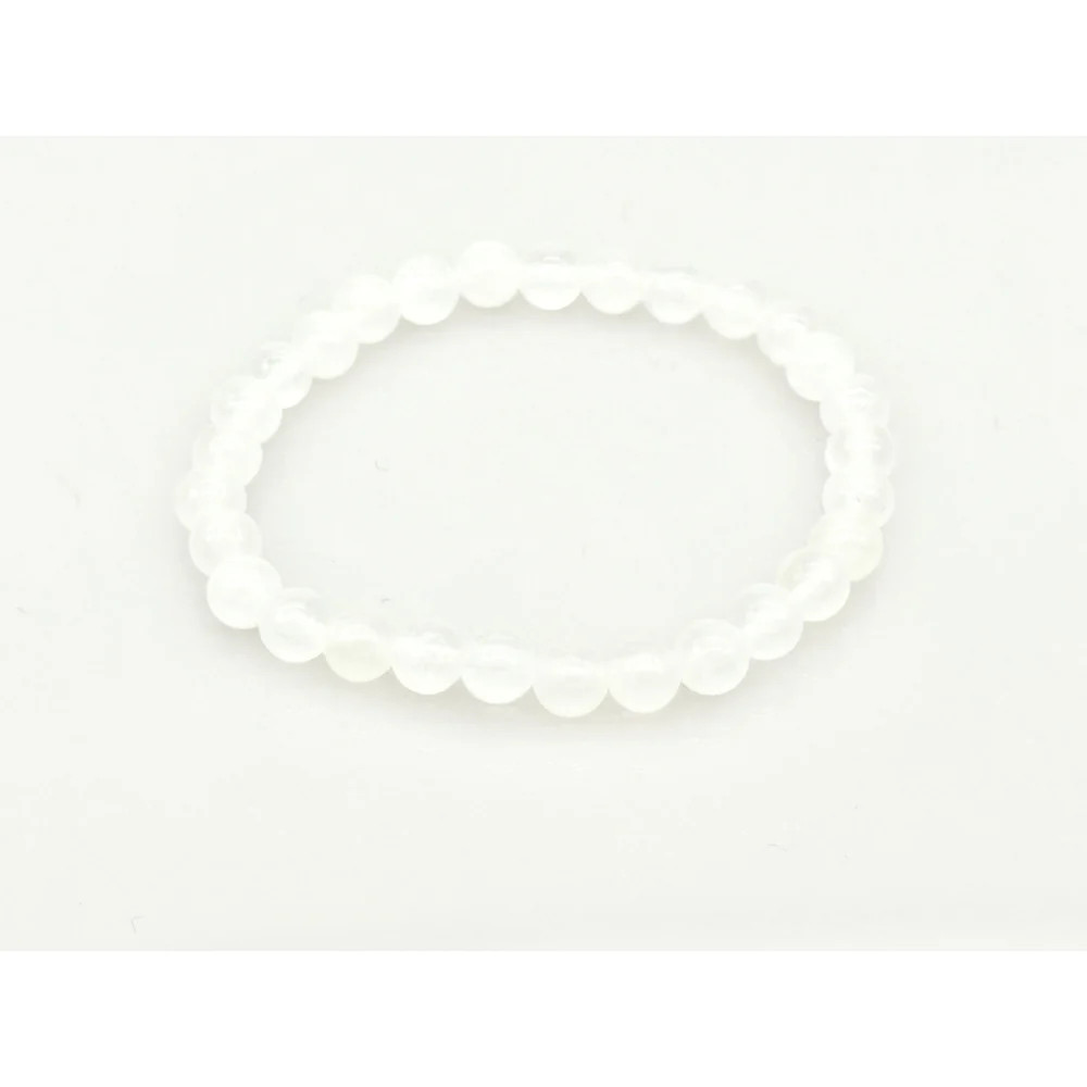 Selenite Healing Crystal Bracelet 6mm Gemstone Beads – Calm & Clarity