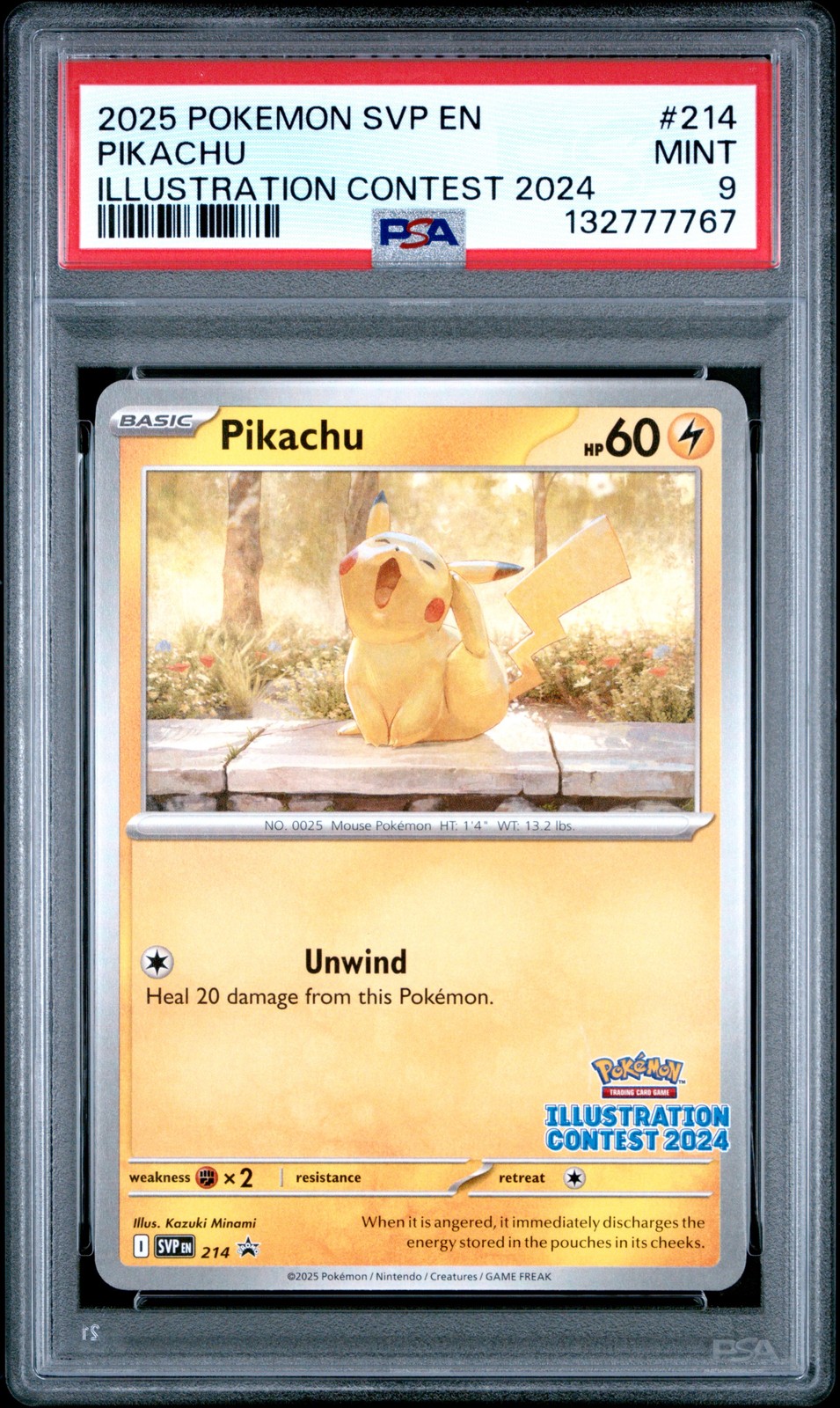 2025 POKEMON SVP EN-SV BLACK STAR PROMO ILLUSTRATION CONTEST 2024 PIKACHU PSA 9
