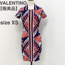 VALENTINO Bandana pattern Dress Women Size XS Red Navy Genuine