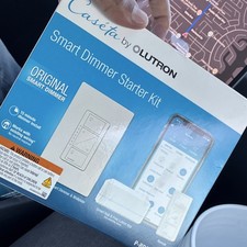 Lutron Caseta Smart Dimmer Starter Kit, Wi-Fi, Decorator/Rocker, White, Wall
