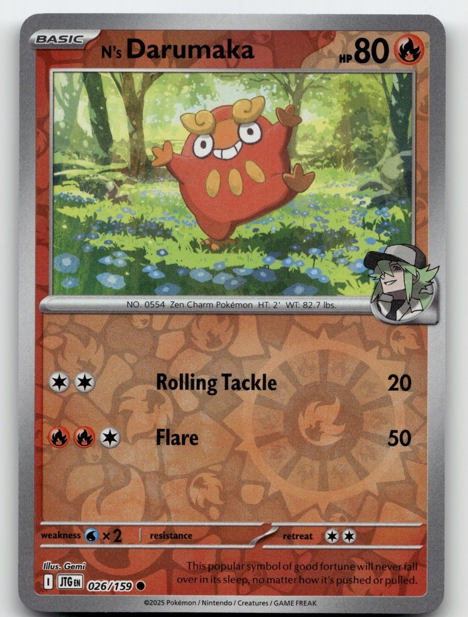 N'S DARUMAKA 026/159 COMMON REVERSE HOLO JOURNEY TOGETHER POKEMON