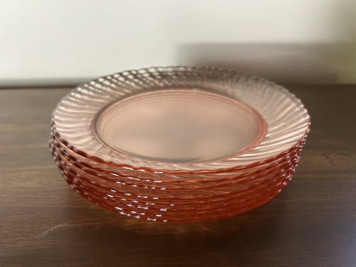 Arcoroc Roseline Rosa Vertiefung Glas Wirbel 7 3/4" 8er Set, Frankreich