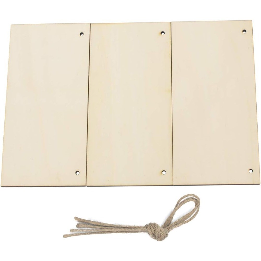 Unfinished Wood Sign Blank DIY Craft Plaque with Rope Hanging Decorative Door
