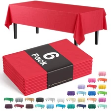 Pack Of 6 Premium Plastic Tablecloth 54 Inch x 108 Inch Rectangle Plastic Tab...