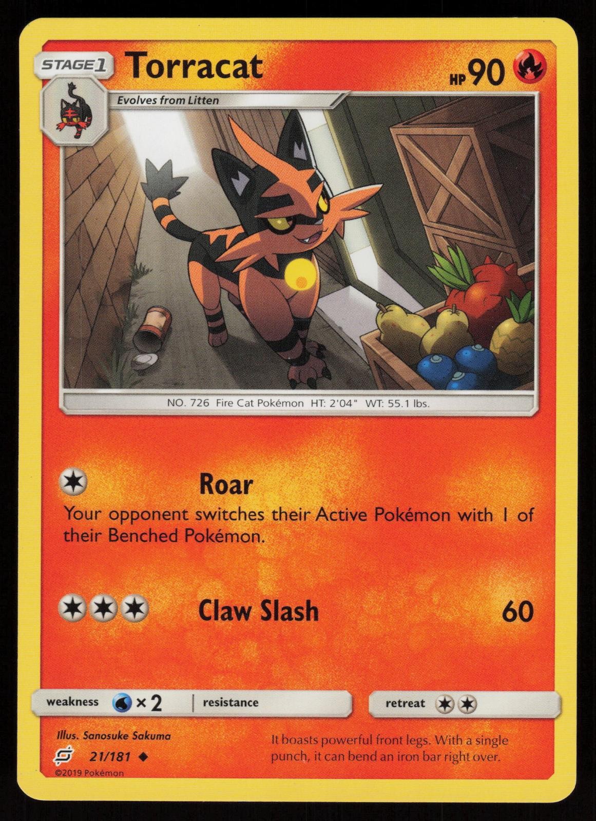 TORRACAT 21/181 UNCOMMON TEAM UP POKEMON MP