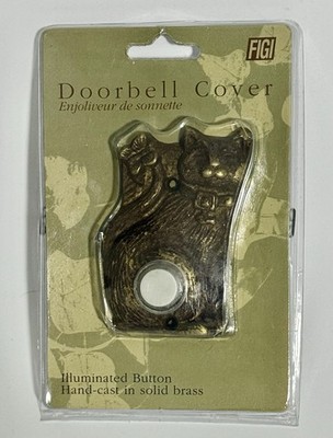 Vintage Figi Decorative Cat Doorbell Cover Hand-cast Solid Brass New In Box
