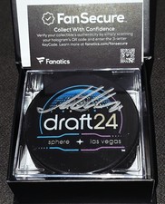 Macklin Celebrini (R) San Jose Sharks Signed 2024 NHL Draft Hockey Puck Fanatics