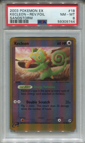 Pokemon Ex Sandstorm Reverse Foil Card #18 Kecleon PSA 8