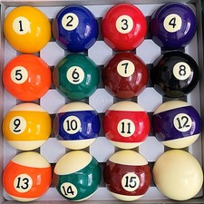 Pool Balls Set 2-1/4" Regulation Size, Complete 16 Resin Balls