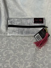 NWT Makeup Junkie Bag Metallic Silver with Black Lining Mini Gift Travel