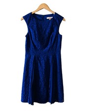 Aidan Mattox Blue Lace Pleated Dress Size 8