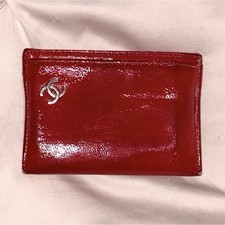 CHANEL Red  Wallet  Card Holder authentic 