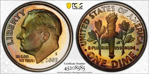 Photo of a 2003-S Roosevelt Dime Proof from an eBay listing that sold on Jul 16, 2026