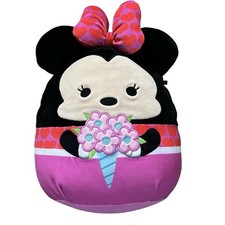 Squishmallow Valentine's Squad Minnie Mouse Bow Flower Bouquet Plush Disney Pink