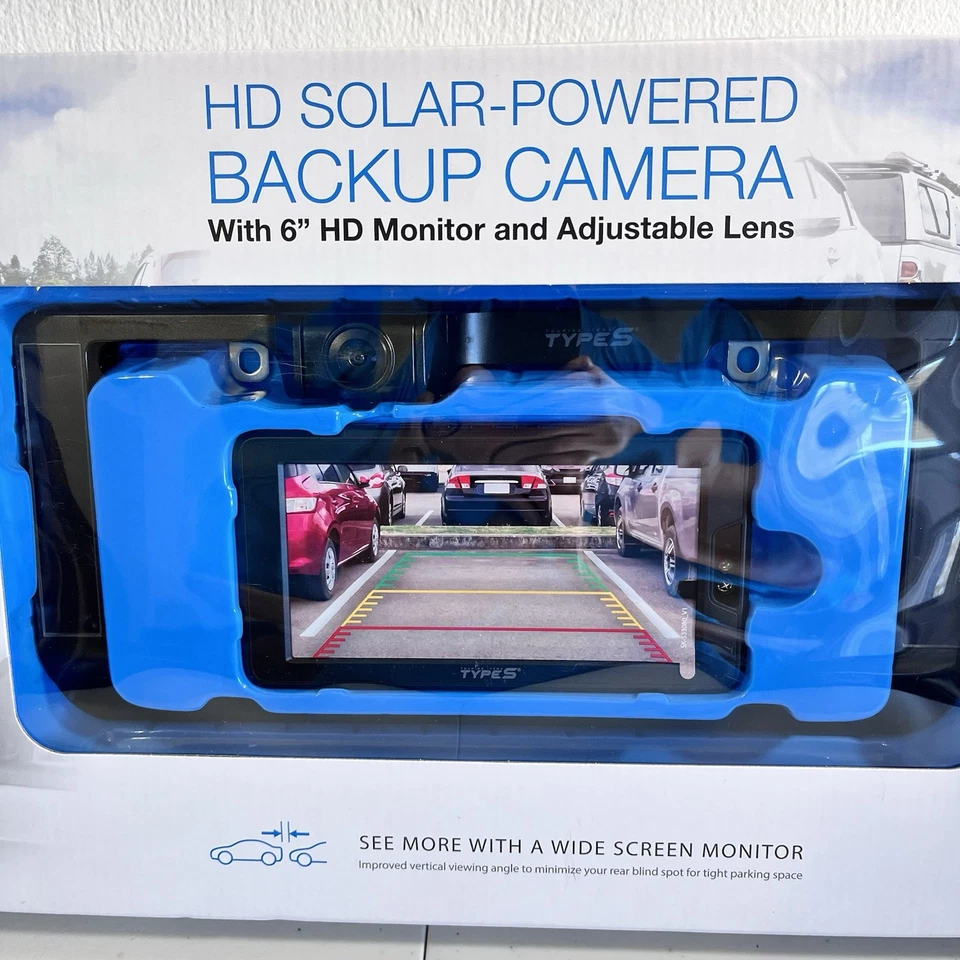 New Type S HD Solar-Powered Backup Camera 6” Monitor Adjustable Lens - Image 3 of 4
