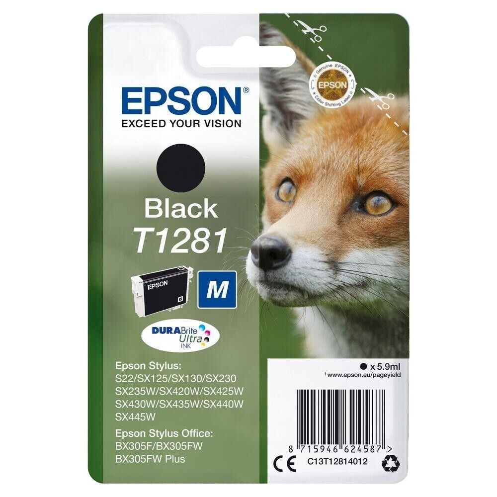 Genuine Epson T1281 Black Ink Cartridge for Stylus SX445w SX230 SX125 S22