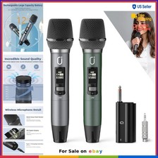 Wireless Microphones UHF Dual Dynamic Handheld 50M Range 12H Battery