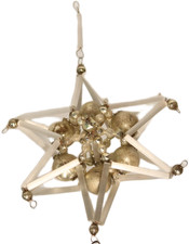 Antique Czech Glass Bead Star Ornament Wire Bugle 3d Snowflake 1920-30s Antique Czech Glass Bead Star Ornament Wire Bugle 3d Snowflake 1920-30s