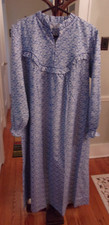 Women's Long Sleeve Blue Floral Nightgown Size XL 38-40 NWOT 100 Cotton