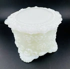 Vintage FOSTORIA Milk Glass 1950s Trinket Box Victorian 3.5"x3.5"