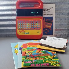 Vtg Texas Instruments Speak  Spell Electronic Toy w/Box, Books Paperwork WORKS